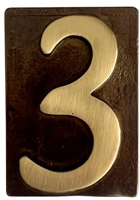 L'ARTISTICA F.LLI PERINCIOLI | Numeri Civici in Ottone, Numero Civico in Ottone Applicabile su Piastra o Parete Adatto per Case, Numero 3, 8x6cm