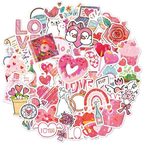 Cosmeria Valentinstag Sticker Set Mit 100 Süßen Liebe Aufklebern, Niedliche Vinyl Sticker Für Valentinstag Bastelideen Und Geschenkdekorationen