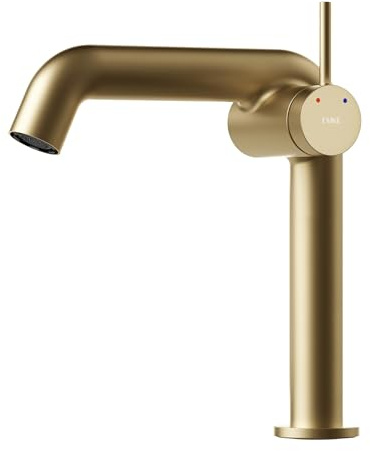 EMKE Mitigeur Monocommande en Laiton,Or Champagne,222 x 200 x 76 mm | Robinet de Salle de Bain,Installation Facile,Robinet de Lavabo,Cartouche Céramique