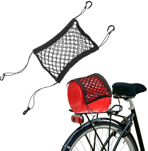 sourcing map Motorcycle Cargo Nets 11.2 x 9.8 High Elastic Double Layer Bungee Net Luggage Strap Rack Expansion Organizer Car Seat Mesh Storage Pocket with 4pcs Hooks for Motorcycle Bike