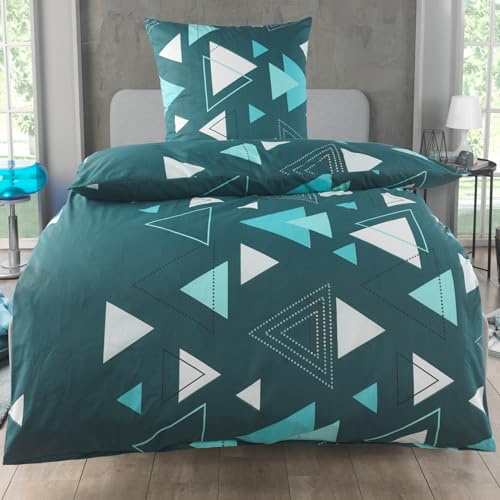 MALIKA Bettwäsche 155x220 Baumwolle Sets, Bettbezug 155 x 220 cm, Kissenbezug 80x80 cm, Renforcé, Oeko-TEX Bettwäsche mit Reißverschluss