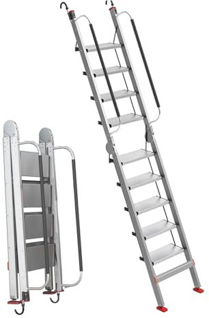 Scala pieghevole in lega di alluminio per soffitta – 9 gradini inclinabile regolabile scala interna per soluzioni salvaspazio – 275 cm (108 1/4) design ingegneristico