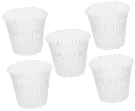 Toyvian 5pièces Pot De Jardin Transparent pour Orchidée Lot de Pots Plastique avec Drainage Adapté Plantation De Plantes Intérieur Et Extérieur