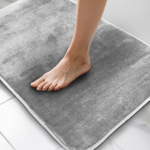 Windfromort Alfombra Baño - Alfombrilla Ducha - Alfombra De Baño Antideslizante - Bath Mat 40 x 60 cm - Alfombra Ducha Secado Rapido para Baño, Sala, Dormitorio, Cocina Y Zona De Mascotas (Gris)