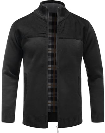 Allthemen Cárdigan de Punto Hombre con Cremallera Casual Suéter Cálido Cuello Alzado Sweaters Clásico Otoño Invierno Verde XL