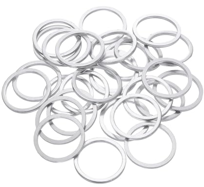 sourcing map Lot de 50 rondelles plates M24, joints d'étanchéité ronds en aluminium de 29 mm de diamètre extérieur et 2 mm d'épaisseur pour vis, boulons, accessoires de réparation de machines