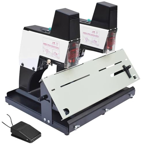 HNBYLMM Agrafeuse électrique de Bureau, agrafeuse à piqûre Plate A3, 9 Vitesses réglables, Protection Anti-bourrage, agrafeuse à Cheval Automatique Robuste, Simple/Double, avec pédales,B