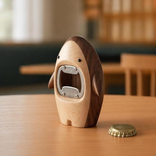 YESWOOD Flaschenöffner Haifisch-Design Geschenke für Männer Geschenke für Frauen Bieröffner Weihnachtsgeschenke lustig Ahornholz&Walnussholz