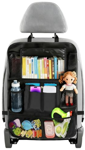 Organizador Asiento Trasero Coche, Tejido Oxford, Almacenamiento Impermeable, 10 Bolsillos, Organizador Asiento Trasero Niños con Mucho Espacio