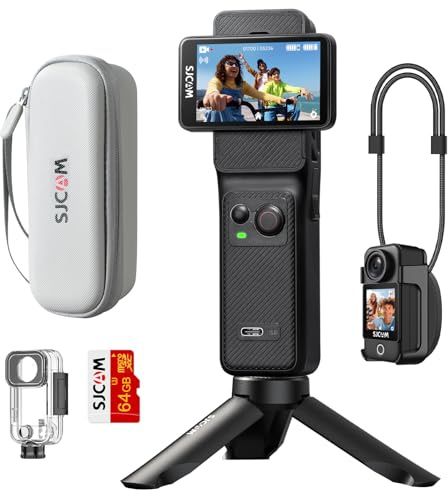 SJCAM C400 Vlogging Combo,4K Pocket Handheld Camera,7H Power use, 6-Axis Stabilization Action Camera,2.29'' Big Touch Screen,30M Waterproof Werable Body Cam,Vlogging Camera for YouTube Live Streaming