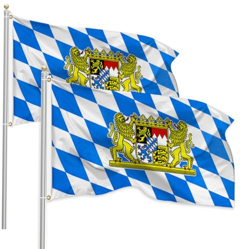 2 Stück Bayern Flagge, 90 x 150 cm Bayerische Fahne, Deutschland Bayerische Fahnen, Bayern Fahne mit Messing-Ösen, Oktoberfest Deko Fahnen für Indoor und Outdoor