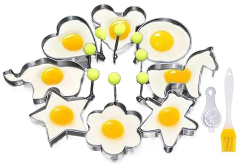 Molde Para La Preparación De Huevos - 8 Moldes De Formas Antiadherentes Para Utensilios De Cocina | Formadores De Huevos De Acero Inoxidable,Utensilio De Cocina Para Desayuno, Hamburguesa, Ensalada, S