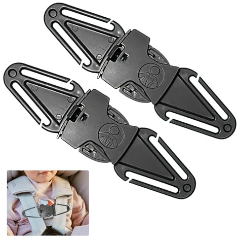 2 Pack Child Car Seat Anti-Escape Safety Lock Chest Strap Clips | Universal Harness Security For Babies, Toddlers, Strollers And Travel Seats