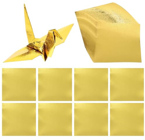VAEIORP 100 Fogli Carta Origami Lucida, Carta per Origami e Progetti Creativi per Bambini e Adulti (10cm) (Oro)