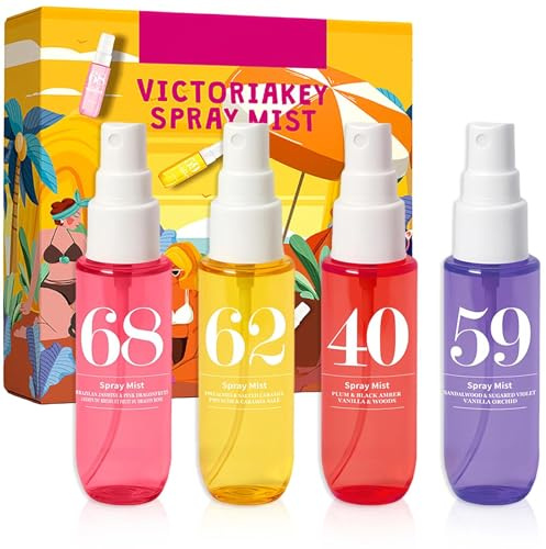 4-Pack Body Spray For Women, 4x40ml Mini Perfume Gift Set, Long-Lasting Hair & Body Mist, With Sweet Floral & Fruity Notes,Moisturizing Travel Size Spray For Women/Girls