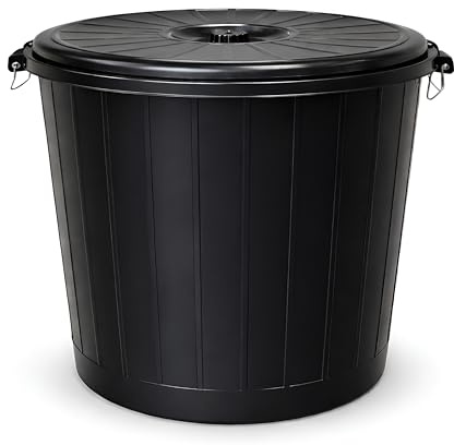 DIVCHI Trash Can for Kitchen 35L Plastic Dustbin for Office | Indoor Outdoor Waste Bin with Side Handles & Steel Lock Large Capacity Rubbish Container for Home Office Bathroom & Laundry