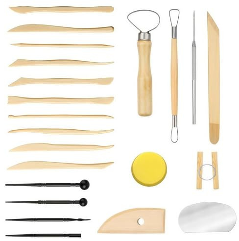 Foonary Set di 22 attrezzi per modellare, strumenti per la modellazione, utensili per la ceramica per argilla polimerica, set di strumenti per intagliare argilla, pratici accessori per pentole fai da