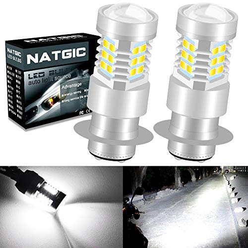 NATGIC P15D H6M Bombillas de luz antiniebla led Xenon White 21 - EX 2835 Chipsets SMD con proyector de lentes para luces de circulación diurnas de luces antiniebla, 10-16 V (paquete de 2)