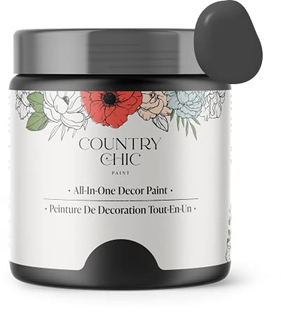 Country Chic All-in-One Chalk Paint for Furniture, Cabinets, Home Decor, Eco-Friendly, Matte Finish, Built-In Primer & Top Coat for Wood, Metal - Liquorice (Black) - Pint 16 oz (475 ml)