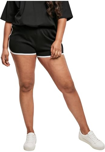 Urban Classics Ladies Organic Interlock Retro Hotpants Shorts, Black/White, S Femme