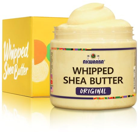 AKWAABA Whipped Shea Butter (Fragrance-Free) – Nourishes & Moisturizes | Made with Shea Butter | No Dyes & Parabens | 12 oz / 340 g