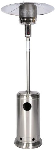 JSLJJBD Patio Heater, Terrassenheizer, Terassenheizstrahler Außen, Regenschirmförmiger Outdoor-heizofen, Kippbarer Flammenabschaltung, Langlebiger Gasheizer Aus Edelstahl 83x83x221cm Stainlesssteel