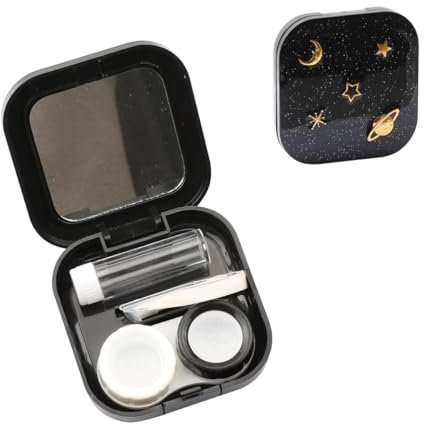 Luckious Brand Contact Lens Cases with Mirror - Portable Travel-Friendly Mini Box Container Essential Accessory for Contact Lens Soaking