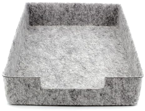 LUXflair Filz Dokumentenablage DIN A4, Größe: 33,5x24,5x7cm, Graumeliert, stapelbares Design, abwischbare Oberfläche. Briefablage, Schreibtisch Organizer für Büro & Zuhause