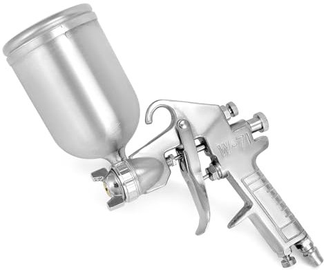 QWORK® Pistola a spruzzo, aerografo con tazza di flusso, volume 400 ml, ugello Ø 1.5 mm, per lavori di verniciatura