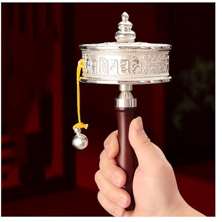 DubMag Tibetische Gebetsmühle, Buddhismus-Produkte, Handgebetsmühle, buddhistische Gebetsmühle, tibetisch-buddhistische Handgebetsmühle mit Schriftrolle