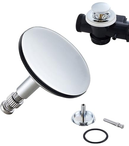 HAPPOW Tappo per vasca da bagno, 43 mm, tappo di scarico per vasca da bagno in rame, tappo per vasca da bagno universale, asta di supporto regolabile: 47 – 67 mm, tappo di scarico per vasca da bagno e