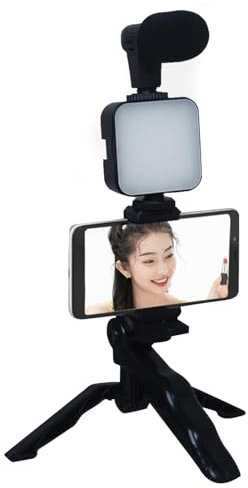 Kit Vlogging - Kit Vlogging Complet avec Anneau Lumineux LED, trépied pour l'enregistrement vidéo | Ensemble de Microphone de caméra pour Smartphone, équipement de création de Vlog Portable, s