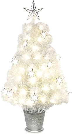 Christmas Concepts® 3ft (36) Warm & Ice White Fibre Optic Multi Function Christmas Tree With LED Snowflakes - 13 Functions Included - Artificial Christmas Trees