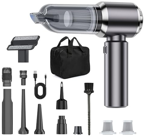 DiliDala Aspirapolvere per Auto, Aspirapolvere Portatile 25000PA, Ricarica Rapida Migliorata, Mini Aspirapolvere, Mini Aspirapolvere per Auto per Tappeti e Peli di Animali (grigio)