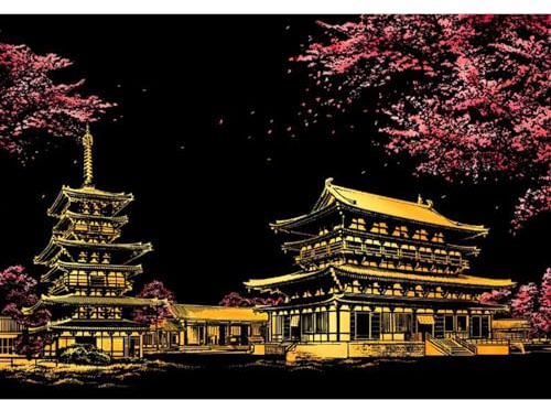 Nucelit Pittura di carta da grattare per tutte le età arte cartone città paesaggio souvenir pittura animali