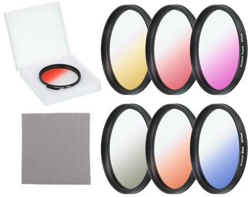 QUARKZMAN Kit De Filtres Gradués De Couleur 67mm, 6 Filtres pour Accessoire D'objectif D'appareil Photo avec Étui Et Chiffon De Nettoyage, Orange, Jaune, Bleu, Violet, Rouge, Gris