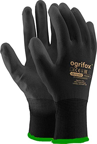24 Pairs PU Coated Black Nylon Work Gloves. Gardening, Builders, Mechanic (S (7))
