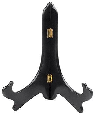 Fenteer Schwarz Holz 90° Klappbarer Tellerständer Tellerhalter Teller Ständer Halter bis 14 Zoll - 8 Zoll