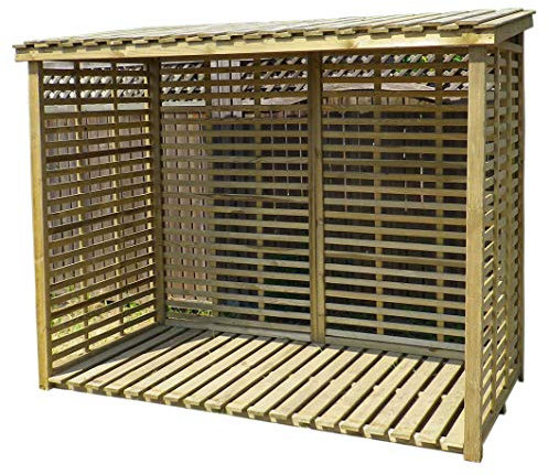 Gartenpirat Kaminholzregal XXL mit Rückwand für 3,8 m³ Brennholz - Holzunterstand groß für Kaminholz aussen
