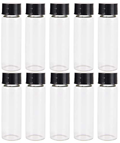 LCOUACEO Fiole en Verre Transparent 30ml, 25 pcs Petite Bouteille en Verre | Mini Bouteilles D'échantillons, Avec Casquette, Pour le Stockage Des Échantillons de Laboratoire
