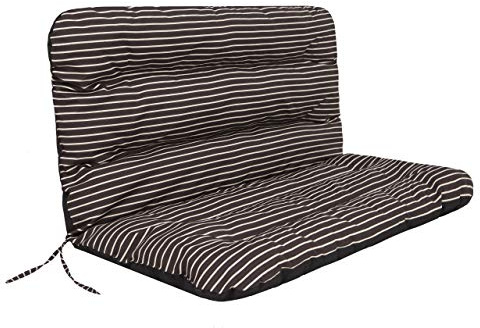 PillowPrim Cojín para columpio de Hollywood. Cojín para banco de jardín. Cojín para banco. Cojín para banco. Cojín de asiento y respaldo. Ancho del asiento: 120 cm. Rayas marrones