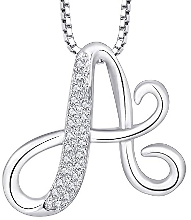 starchenie 925 Silber Buchstaben Halskette A-Z Anhänger Initiale mit 3A Zirkonia für Damen Geburtstagsgeschenk