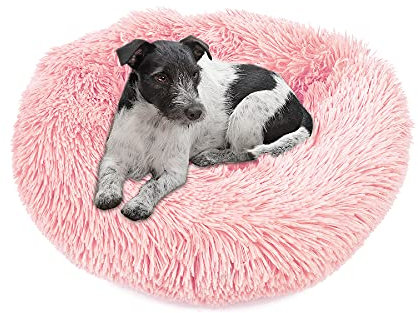 wuuhoo® Hundebett Fluffy 50cm Donut für kleine und mittelgroße Hunde - weiches Haustierbett, waschbares Hundekörbchen für Hund oder Katze, Flauschiger Hundekorb rosa