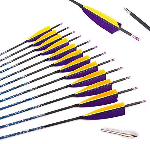 ACCMOS 12St Jagd Kohlenstoffpfeil ID 4,2 mm Spine 300 350 400 500 600 700 800 900 1000 mit 4 Truthahnfeder für Bogenschießen Schießen Bogen Zubehör