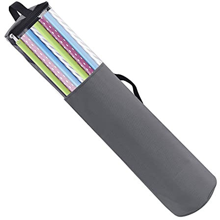 QYLJZB 101,6 cm Geschenkpapier-Aufbewahrungstasche, Geschenkpapier-Aufbewahrungstasche mit transparenten PVC-Griffen und Oberteilen, Reißverschluss für Geschenkpapierbänder (grau)