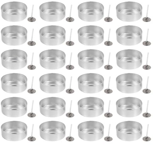 Bakery Treat Boxes 100 Sets Aluminium Tea Light Case Round Tin Tea Light CupsCandle Wax Containers Candle Mold Model for DIY Wax Candles Tealight Accessories Candy Tins Jars