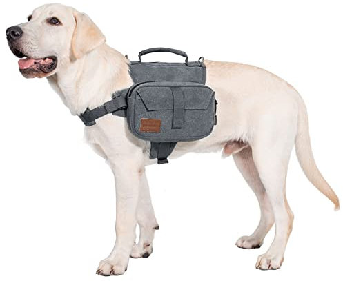 OneTigris Hoppy Camper 2,0 Hunderucksack Camping Wandern Reißen Hundebackpack für M/L Größe Hunde (L, Grau)