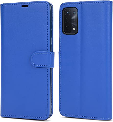 NWNK13 For Oppo A54 5G / A74 5G / A93 5G Case Leather Wallet Book Flip Stand View Phone Cover with Card Holder Slots Compatible with Oppo / A74 5G (Blue)