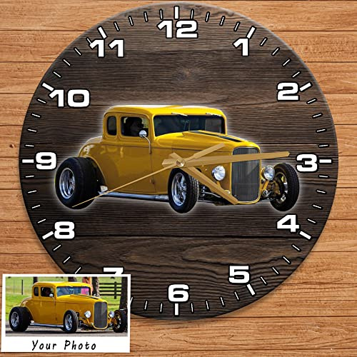 Kool-Kool Personalized Photo Wall Clock for Hot Rod Lovers, Rat Rod Clocks, car Garage Clock,hot Rod Garage Decor, Classic car Wall Clock
