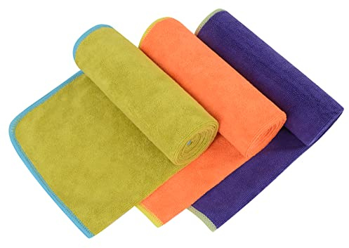 VIVOTE Asciugamano sportivo in microfibra, super assorbente, ad asciugatura rapida, ideale per palestra, spiaggia e da viaggio, 35 cm x 75 cm, 3 pezzi (verde, arancione e viola)